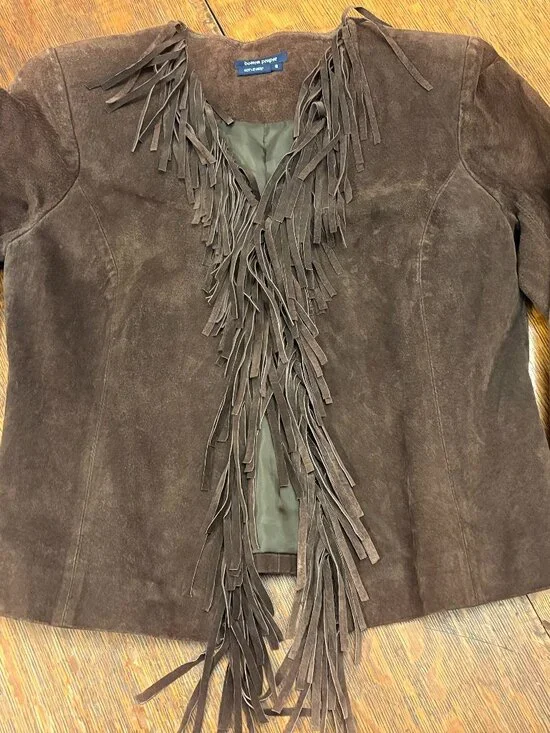 Boston Proper Fringed Suede Jacket - Picture 1 of 4